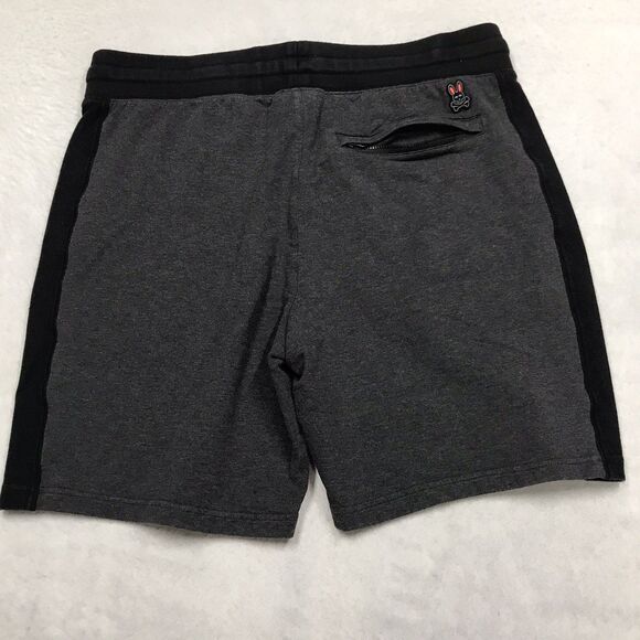 PSYCHO BUNNY Sweat Short Men L 34-36 Gray Black 3 Pocket Drawstring Luxury Sport - Picture 2 of 16
